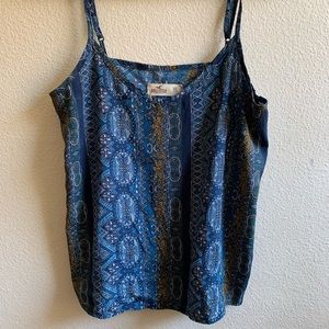 Hollister Blue Patterned Spaghetti Strap Top